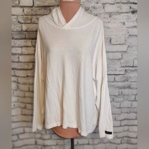 Halston 80s closet staple Popover long sleeve Hooded  Tee Shirt Vintage logo M